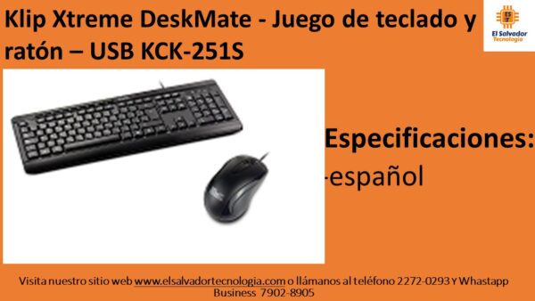 Combo Teclado y Mouse - Klip Xtreme DeskMate - USB - KCK-251S - Imagen 2