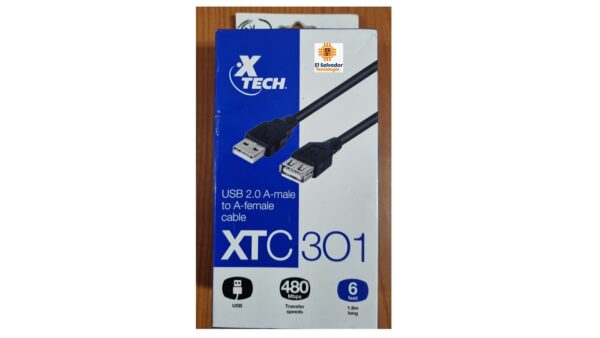 Cable de Extension USB 2.0 macho A hembra XTECH XTC-301-Ancho 1.8 Mt