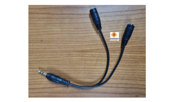 Cable Convertidor de Auriculares y Audifonos Conexion 3.5 mm de 2 Espigas a 1 - Espigas (Ideal para Laptops y PC-Recientes)