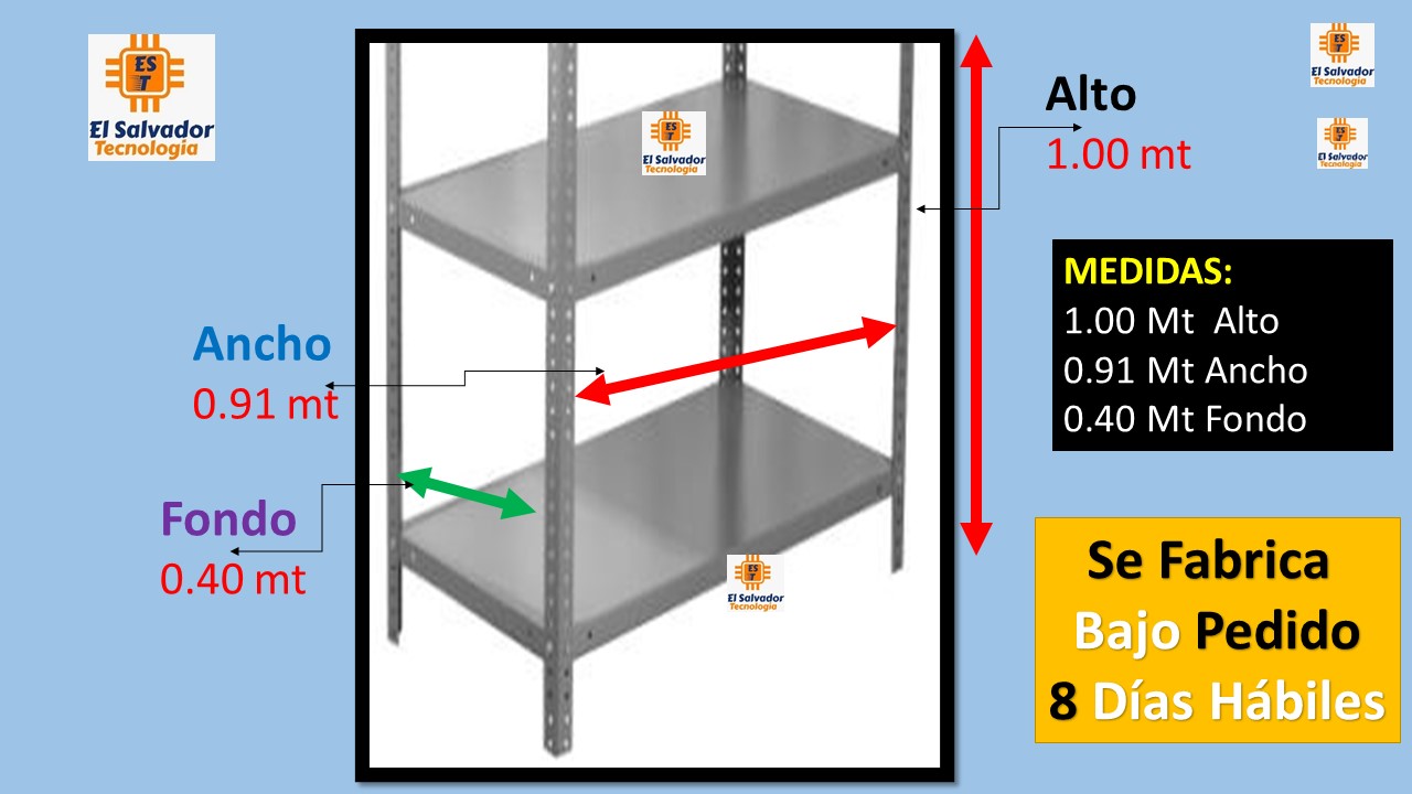 1-Estantes Metalicos Dexion 1.00 mt Alto x 0.91 ancho x 0.40 fondo - 2 - Niveles
