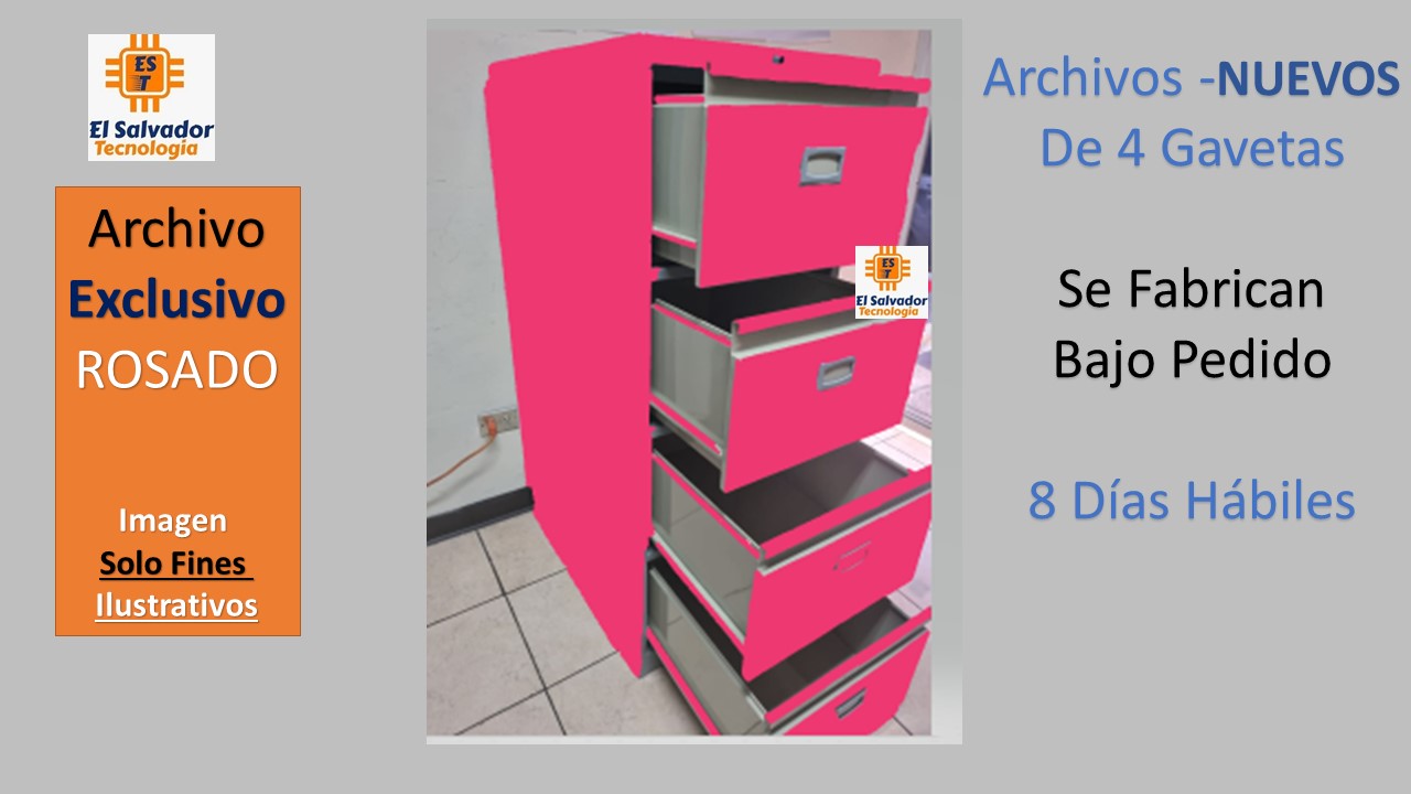 Archivo Metalico de 4 Gavetas -JNX - Exclusivo - Rosado