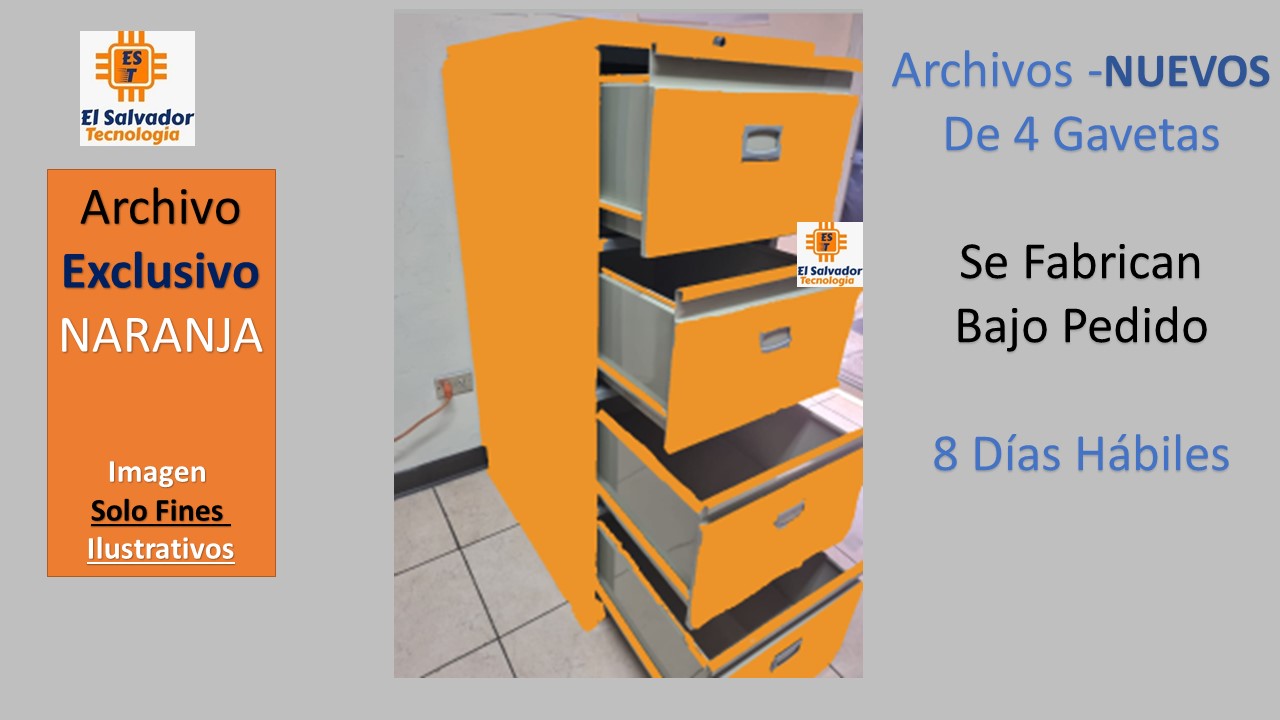 Archivo Metalico de 4 Gavetas -JNX - Exclusivo - NARANJA