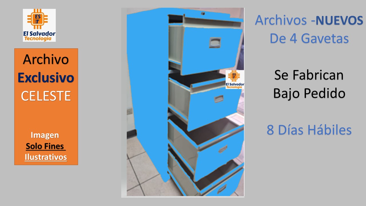 Archivo Metalico de 4 Gavetas -JNX - Exclusivo - CELESTE