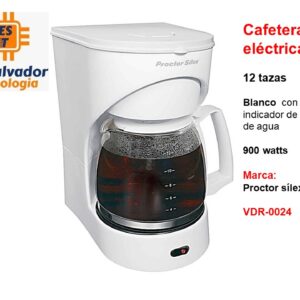 Cafetera eléctrica - 12 tazas - Blanco con indicador de nivel de agua - 900 watts - Marca- Proctor sílex - VDR-0024