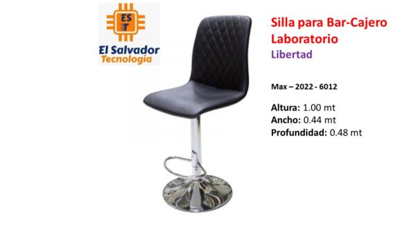 Silla para Bar-Cajero Laboratorio Libertad - Max–2022-6012 - Altura 1.00 mt - Ancho 0.44 mt - Profundidad 0.48 mt MEDIDAS: Altura: 1.00 mt Ancho: 0.44 mt Profundidad: 0.48 mt