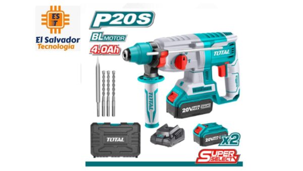 Rotomartillo Industrial Inalambrico - Incluye Estuche y Kit de 9 Piezas - Marca Total - UTRHLI202287