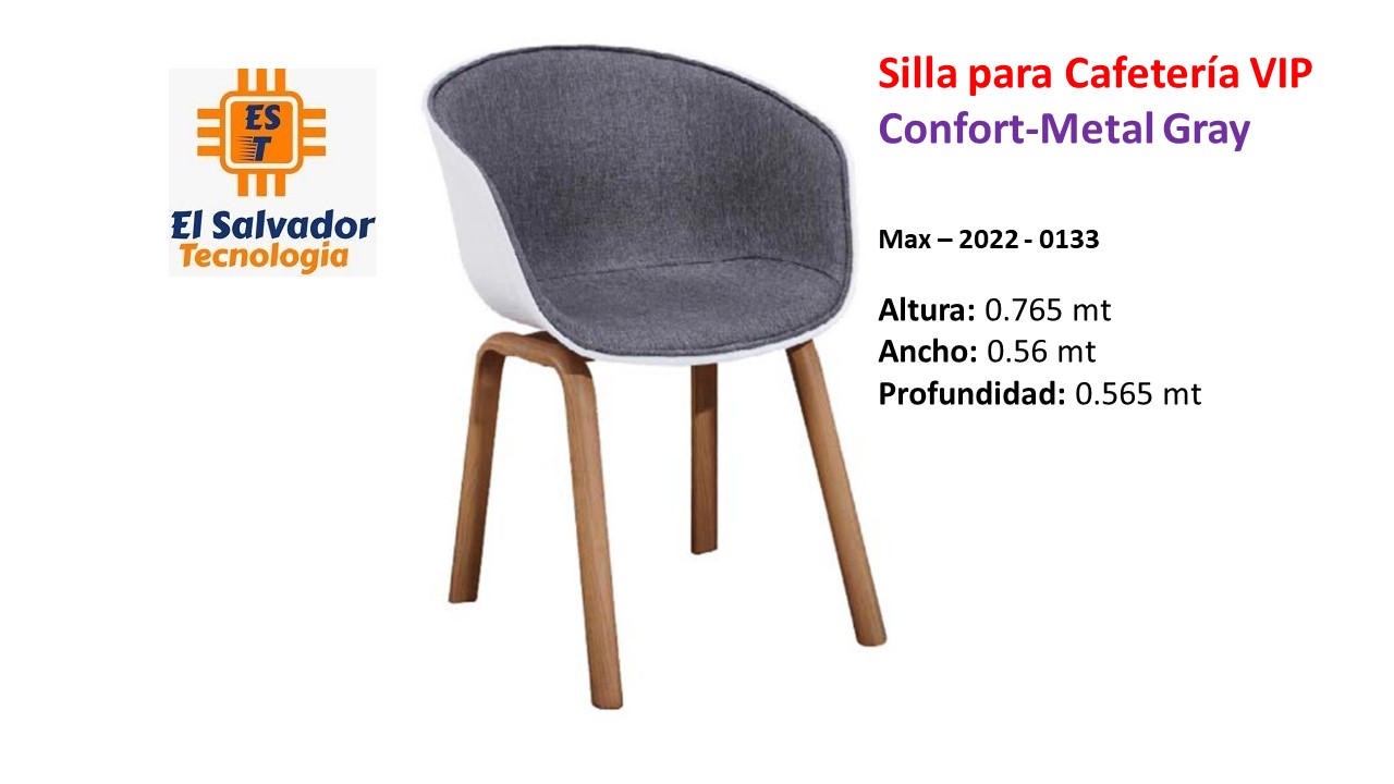 Silla para Cafetería VIP - Confort-Metal Gray - Max–2022-0133 - Altura 0.765 mt - Ancho 0.56 mt - Profundidad 0.565 mt