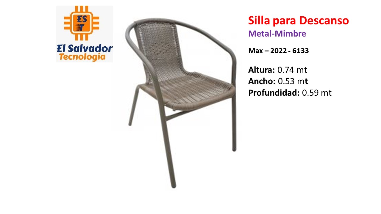 Silla para Descanso Metal-Mimbre Max – 2022-6133 - Altura - 0.74 mt Ancho - 0.53 mt - Profundidad - 0.59 mt