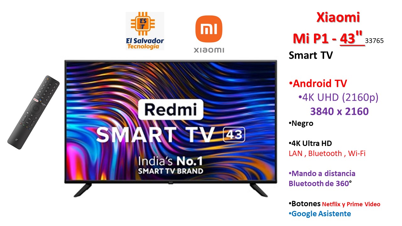 Xiaomi Mi P1 - 43 Clase diagonal TV LCD con retroiluminación LED - Smart TV  - Android TV - 4K