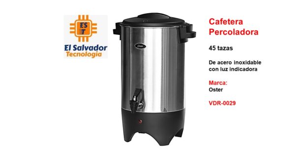 Cafetera Percoladora - 45 tazas - De acero inoxidable - Con luz indicadora - Marca - Oster - VDR-0029