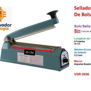 Selladora De Bolsas - Solo Sella - Sin Función de Corte - Longitud de Sellado 8 Pulgadas 20 Cm - Máximo Grosor de Sellado 0.2 mm - Marca- Impulse Sealer - VDR-0056