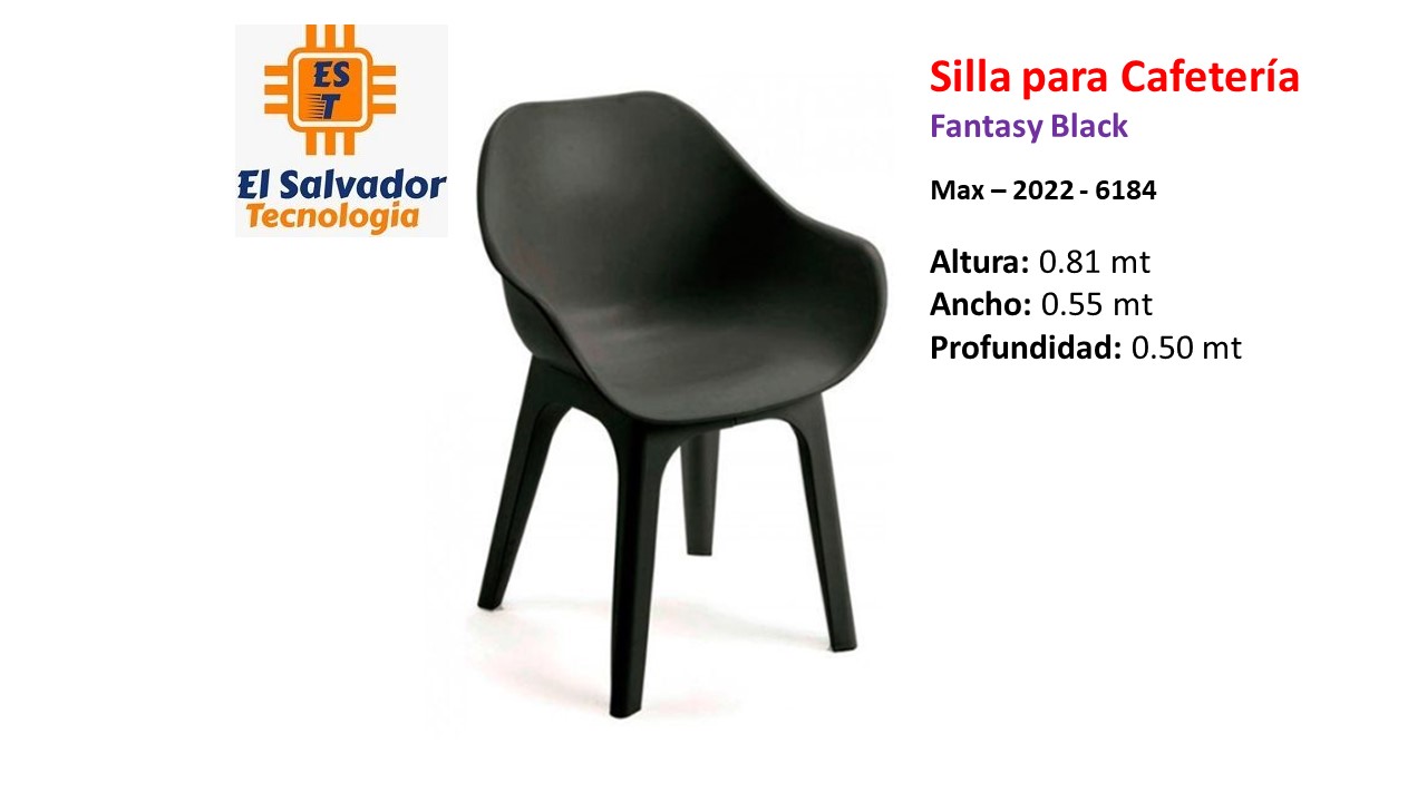Silla para Cafetería Fantasy Black - Max–2022-6184 - Altura 0.81 mt - Ancho 0.55 mt - Profundidad 0.50 mt