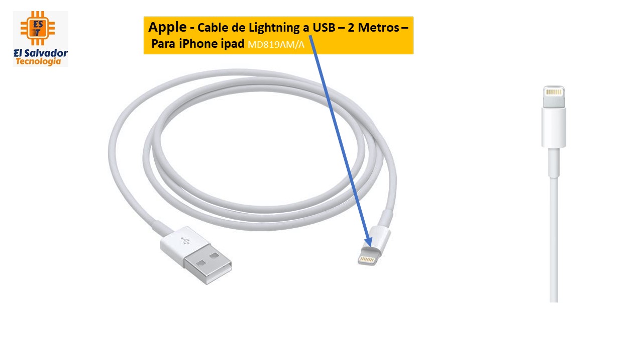 Apple - Cable de Lightning a USB – 2 Metros – Para iPhone ipad MD819AM A
