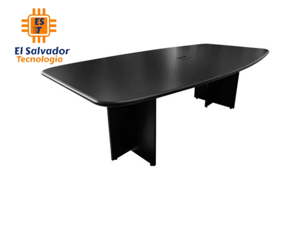 Mesa de Reunion - Conferencia - para 10 Personas - New York - Cubierta Color Negro - 2.43 Ancho x 1.00 Fondo