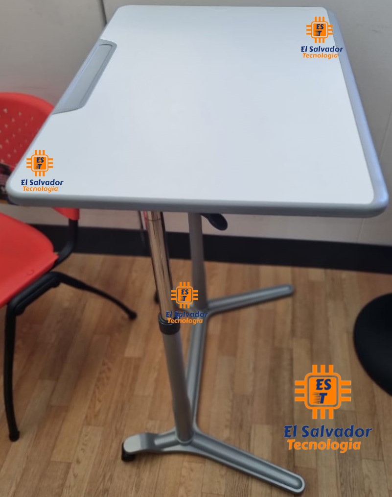 Mesa de trabajo y estudio con pistón de elevación para área de capacitación recepción multifuncional