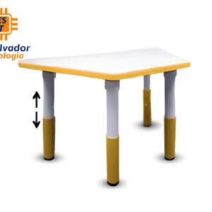 Mesa escolar trapezoidal para parvularia con nivel de elevación kid plus plastificada color amarillo