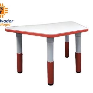 Mesa escolar trapezoidal para parvularia con nivel de elevación kid plus plastificada color rojo