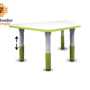 Mesa escolar trapezoidal para parvularia con nivel de elevación kid plus plastificada color verde