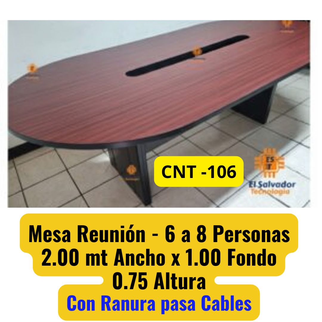 Mesa de Reunion de 6 a 8 Personas Color zapelly Con Ranura Pasa Cables El Salvador Tecnologia cnt 106