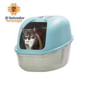 Arenero para gato 60x40.5x40.5 cm plastico gris-turquesa con tapa y pala FRD-029