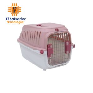 Caja transportadora p/perro plastico rosado FRD-022