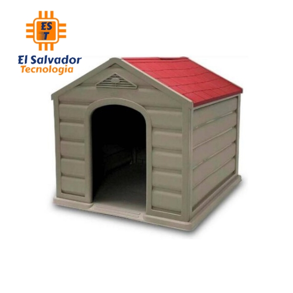 Casa RIMAX para perro 68x61x59 cm plastico taupe-rojo pequeño FRD-018