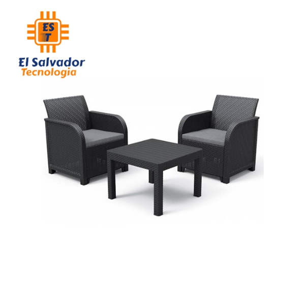 Set de Sala para jardín rosalie plastico gris FRD-031