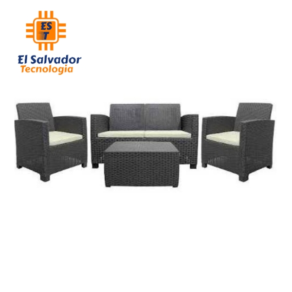 Set de sala para Patio alamo plastico cafe - textura ratan FRD-036