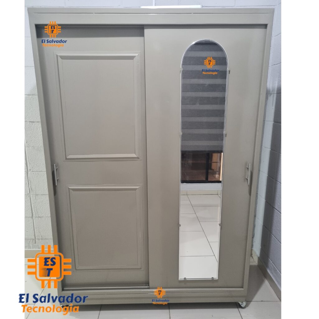 Closet Metálico para Dormitorio 2 Cuerpos con Rodos y Espejo con ...