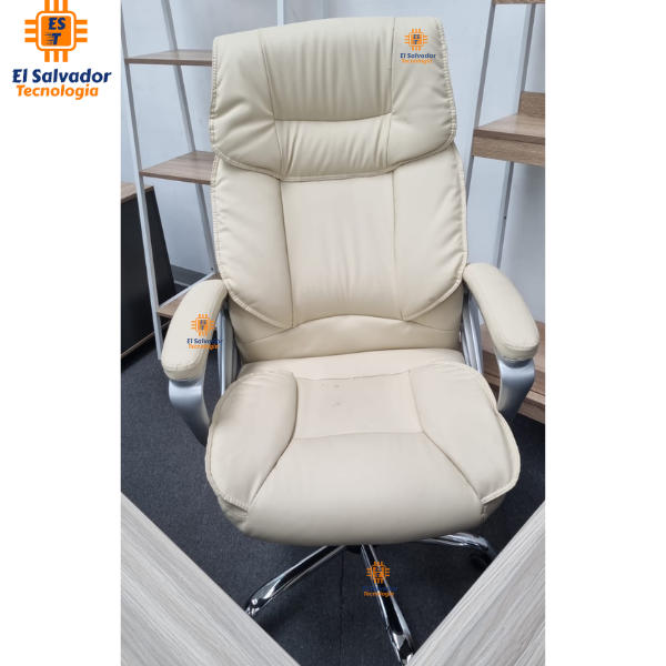 Silla Gerencial de Cuero - Marfil - Soporta 350 LBS