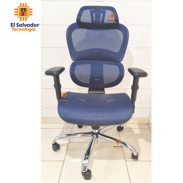 Silla Gerencial de Asiento y Respaldo de Malla Seúl Blue - Soporta 250 LBS