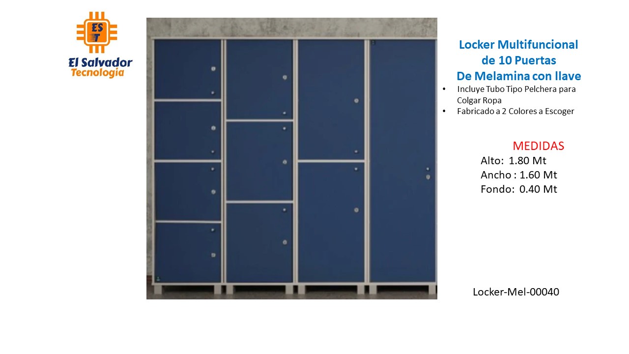 Locker Multifuncional de 10 Puertas de Melamina con llave - TLS 40 -1.80m Alto x 1.60m Ancho x 0.40m Fondo