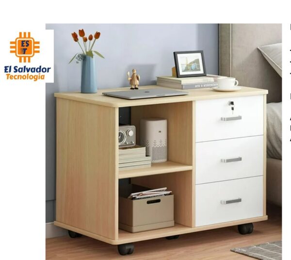 Mesa Multifuncional con rodos +Archivo 3 Gavetas + Credenza 2 Niveles- TLS 83 - 1.10m Alto x 0.55m Fondo x 0.90m Ancho