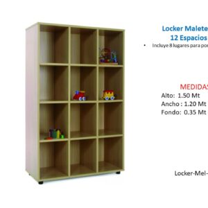 Locker Maletero 12 Espacios -TLS 50 - 1.50m Alto x 1.20m Ancho x 0.35m Fondo