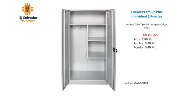 Locker Premium Plus Individual 2 Puertas - TLS 51 - 1.80m Alto x 0.80m Ancho x 0.40m Fondo