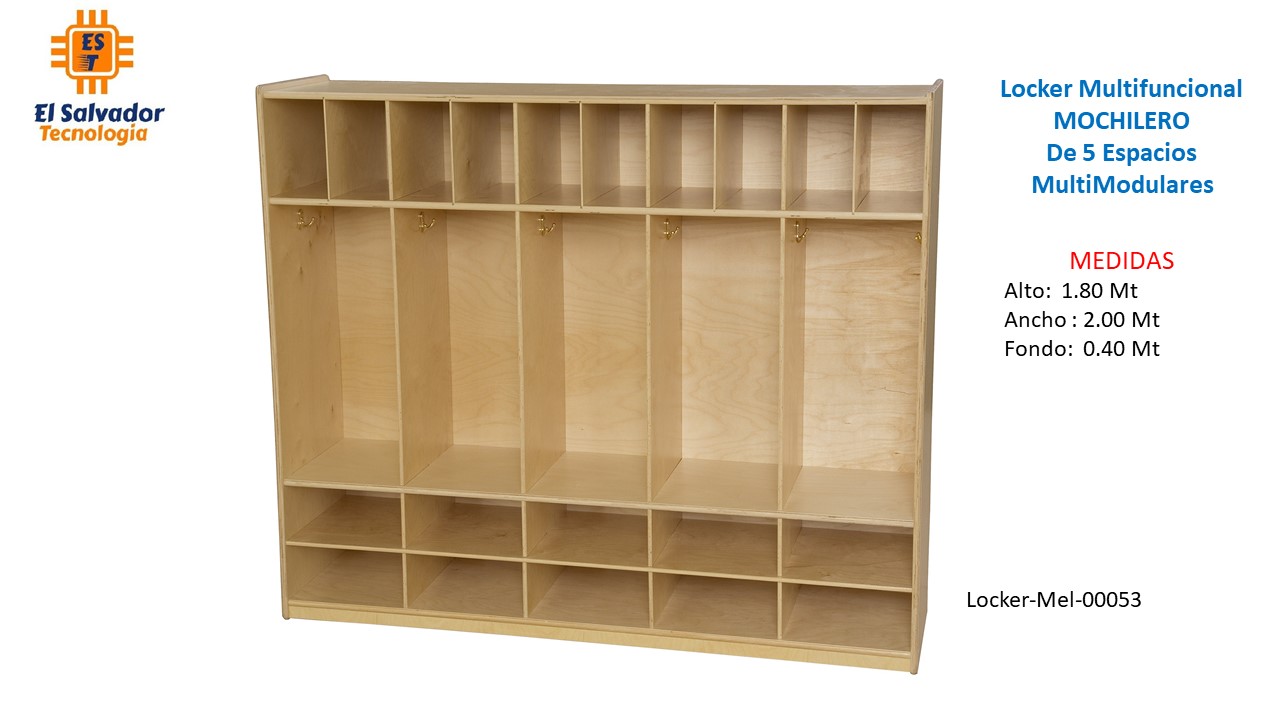 Locker Multifuncional MOCHILERO de 5 Espacios Multimodulares - TLS 53 - 1.80m Alto x 2.00m Ancho x 0.40m Fondo