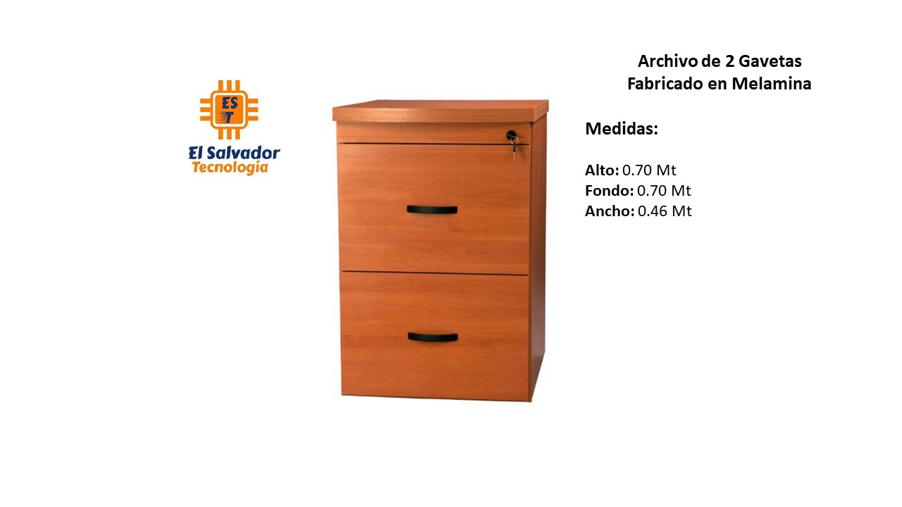 Archivo de 2 Gavetas Fabricado en Melamina - TLS 69 - 0.70m Alto x 0.70m Fondo x 0.46m Ancho