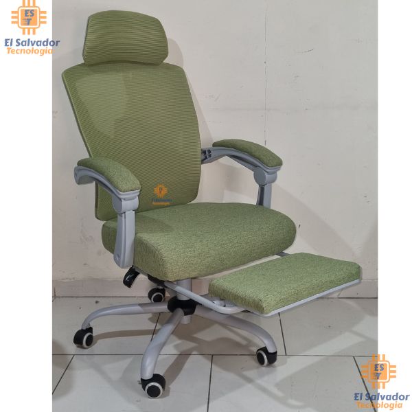 Silla de Oficina respaldo de malla con reposa pie - LF006 Color Verde - Soporta 300 Libras