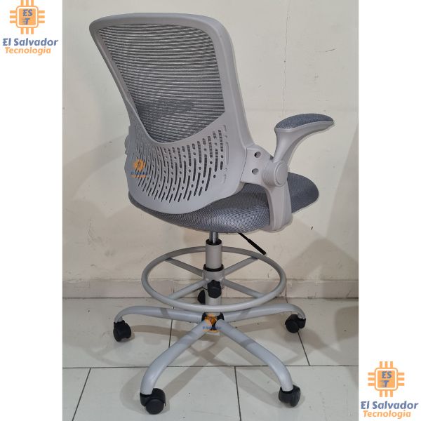 SILLA CAJERO CON BRAZOS Ajustables - Lucia GRIS- Soporta 250 LBS