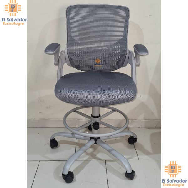 SILLA CAJERO CON BRAZOS Ajustables - Lucia GRIS- Soporta 250 LBS