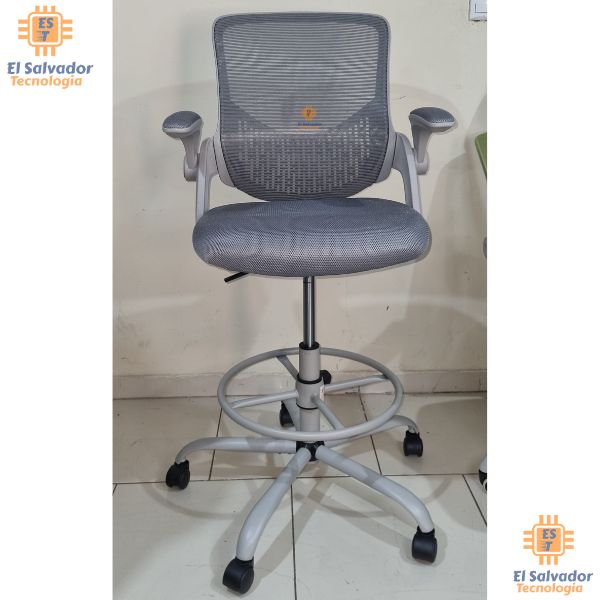 SILLA CAJERO CON BRAZOS Ajustables - Lucia GRIS- Soporta 250 LBS