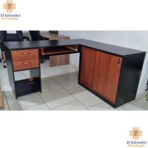 Escritorio en L modular con credenza y porta teclado -TLS 20 PLUS - 1.60m Ancho x 0.77m Altura x 0.60m Fondo