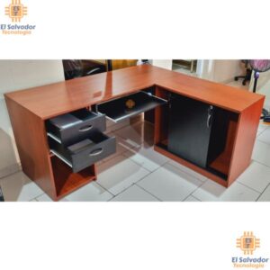 Escritorio en L modular con credenza y porta teclado -TLS 20 PREMIUN - 1.60m Ancho x 0.77m Altura x 0.60m Fondo