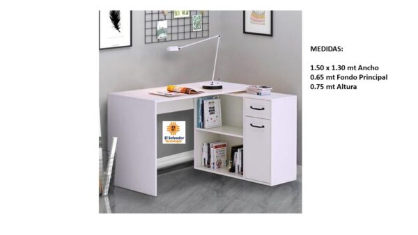 Escritorio Modular Multi Usos en L - TLS 110 - 1.50 x 1.30 mt Ancho 0.65 mt Fondo Principal 0.75 mt Altura