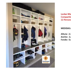 Locker Mochilero Compartido Para 12 Personas - TLS 172 - 2.10m Altura x 2.40m x 0.40m Fondo