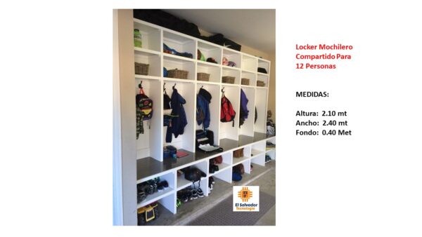 Locker Mochilero Compartido Para 12 Personas - TLS 172 - 2.10m Altura x 2.40m x 0.40m Fondo