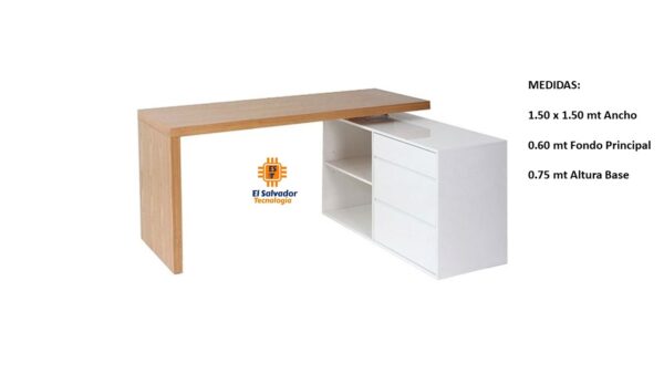 Escritorio Modular en L con Credenza - TLS 144 - 1.50 x 1.50 mt Ancho x 0.60 mt Fondo x 0.75 mt Altura