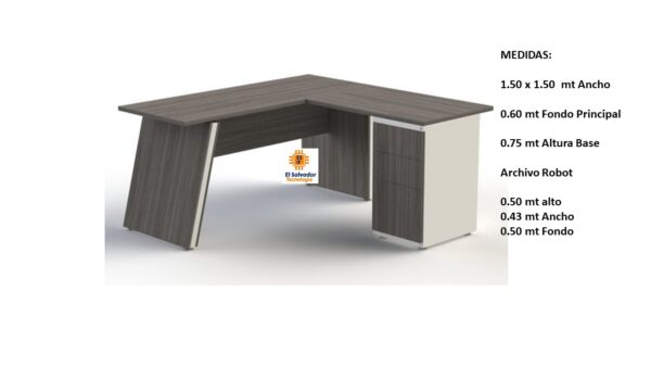 Escritorio Modular en L con Archivo - TLS 147 - 1.50 x 1.50  mt Ancho x 0.60 mt Fondo x 0.75 mt Altura