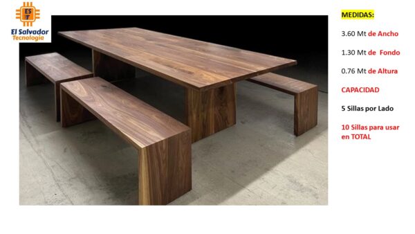 Mesa Para Comedor - Para 10 personas - TLS 261 - 3.60m Ancho x 1.30m Fondo x 0.76m Altura