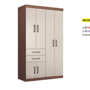 Closet de Melamina para Hogar con Gavetas y Puertas Abatibles - TLS 381 - 1.80m Altura x 1.40m Ancho x 0.50m Fondo